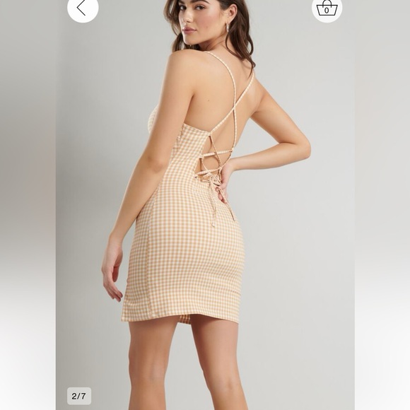 GARAGE Gingham yellow mini dress - Size S - Picture 4 of 7